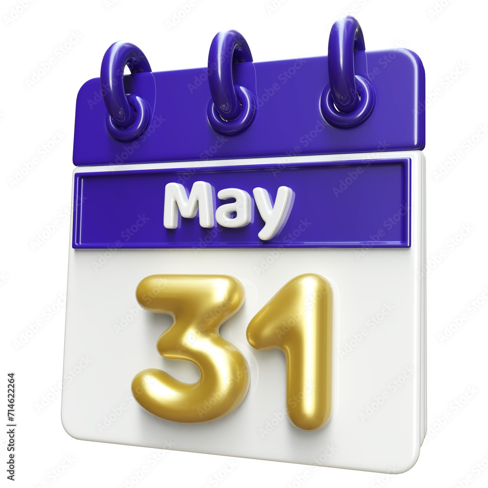 31st May Calendar Icon 3D Render , Calendar Icon 3D Illustration 31st May Calendar Icon 3D Render , Calendar Icon 3D Illustration