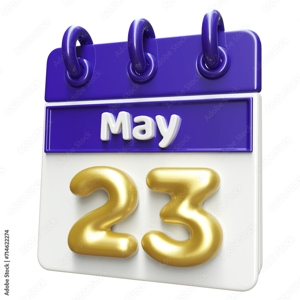 23rd May Calendar Icon 3D Render , Calendar Icon 3D Illustration 23rd May Calendar Icon 3D Render , Calendar Icon 3D Illustration