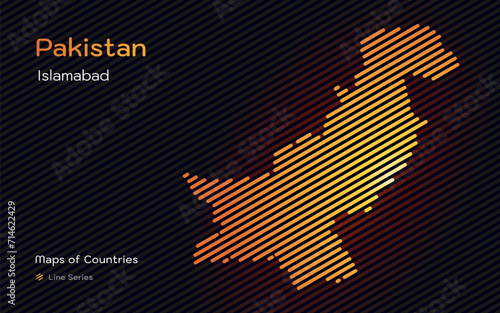Pakistan Map in a Line Pattern. Stylized simple vector map