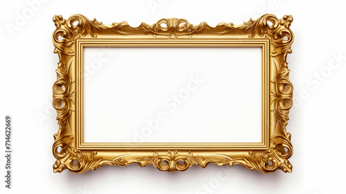 Vintage Wooden Picture Frame on White Background with Copy-Space Available for Text or Promotional Content - Classic Elegance for Your Creative Designs!