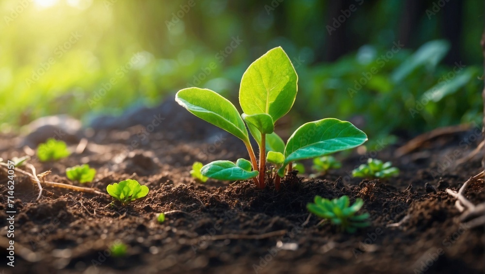 photo of newly grown young plants with green leaves made by AI generative photo of newly grown young plants with green leaves made by AI generative
