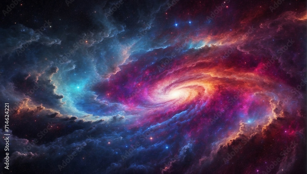beautiful and epic colorful galaxy vortex photos made by AI generative