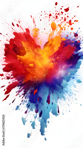 colorful powder heart shaped explosion