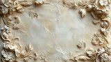 Background, antique plaster, stucco, molded floral composition in the form of a baroque frame on the wall 
