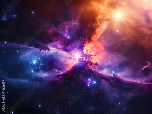 Vibrant Galactic Splendor: Stunning Multicolor Nebula Gas & Dust Clouds in Space – Concept of Cosmic Mystery & Exploration