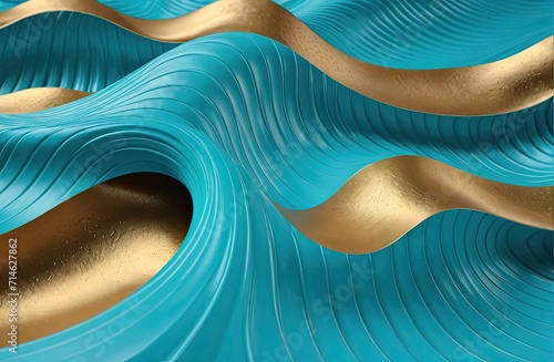 Cyan and Gold wave texture in Generative AI. © CarlosTamsui