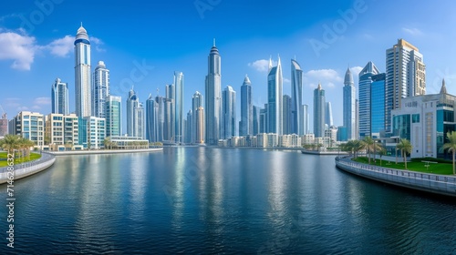 DUBAI, UAE. The panorama with the new Canal and skyscrapers of Downtown © Orxan