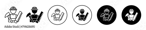 carpenter worker flat line icon set. carpenter worker Thin line illustration vector
