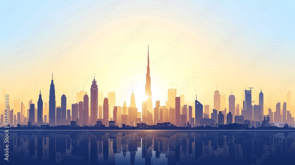 Dubai UAE city skyline silhouette. Vector illustration