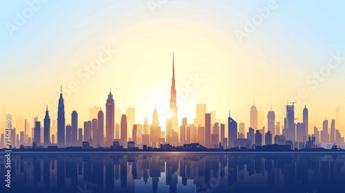 Dubai UAE city skyline silhouette. Vector illustration