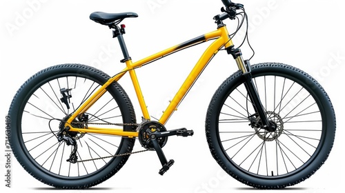 yellow black 29er mountainbike with thick offroad tyres. bicycle mtb cross country aluminum, cycling sport transport concept isolated on white background photo