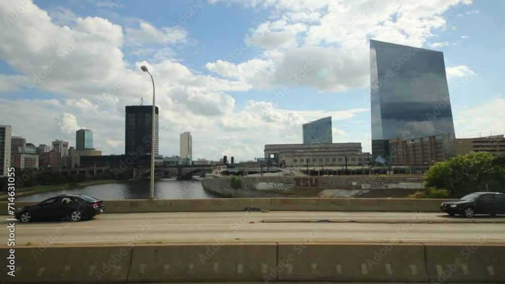 Movement of cars on bridge in Philadelphia, USA. Movement of cars on bridge in Philadelphia, USA.