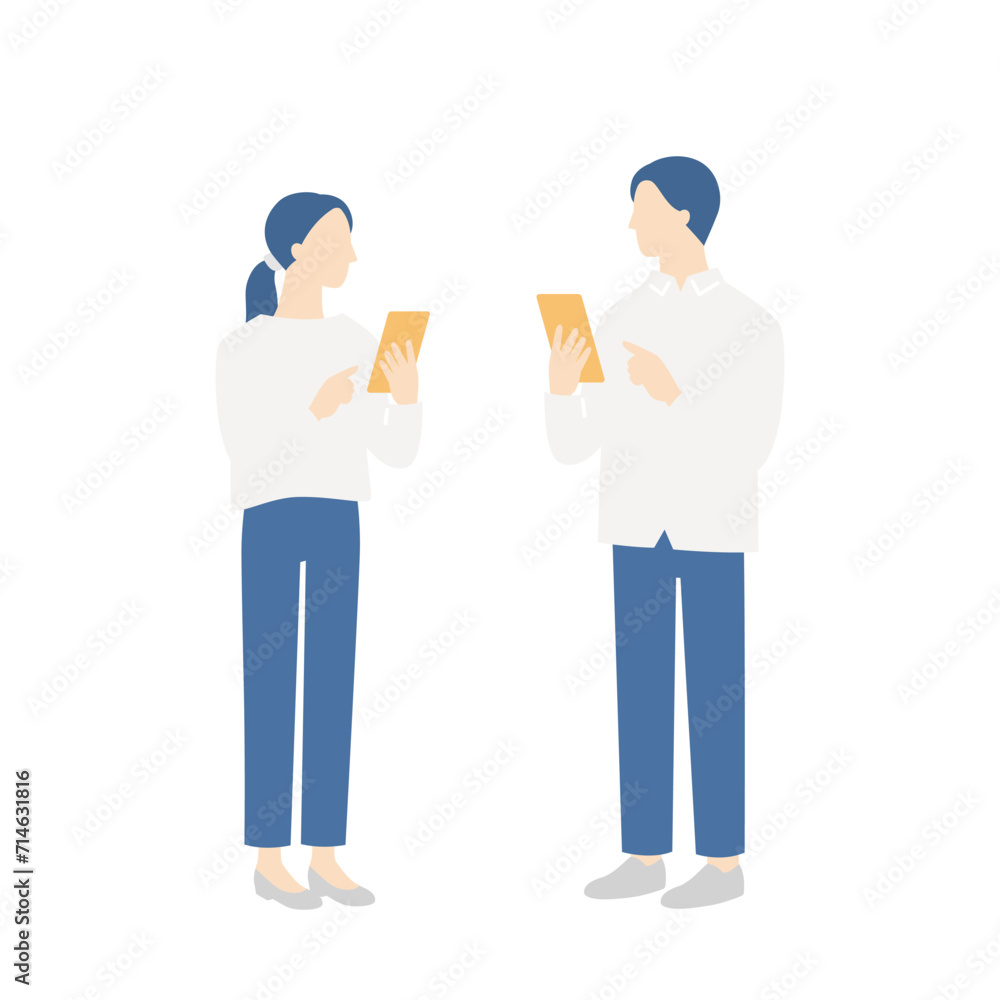 Obraz premium スマホを操作する若い夫婦