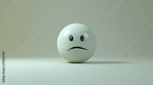 Digital 3D rendering of a white sphere with a stylized function representing the thinking face emoji