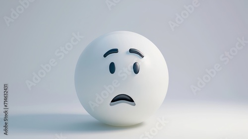 Digital 3D rendering of a white sphere with a stylized function representing the thinking face emoji
