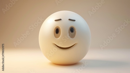 Digital 3D rendering of a white sphere with a stylized function representing the thinking face emoji