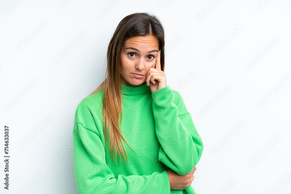 Young caucasian woman isolated on white background thinking an idea Young caucasian woman isolated on white background thinking an idea