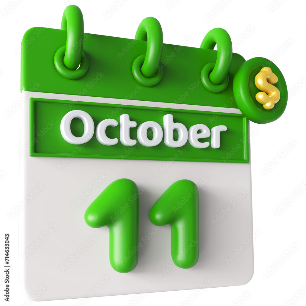 11th October Calendar Icon 3D Render With Dollar Icon , Calendar Icon 3D Illustration 11th October Calendar Icon 3D Render With Dollar Icon , Calendar Icon 3D Illustration
