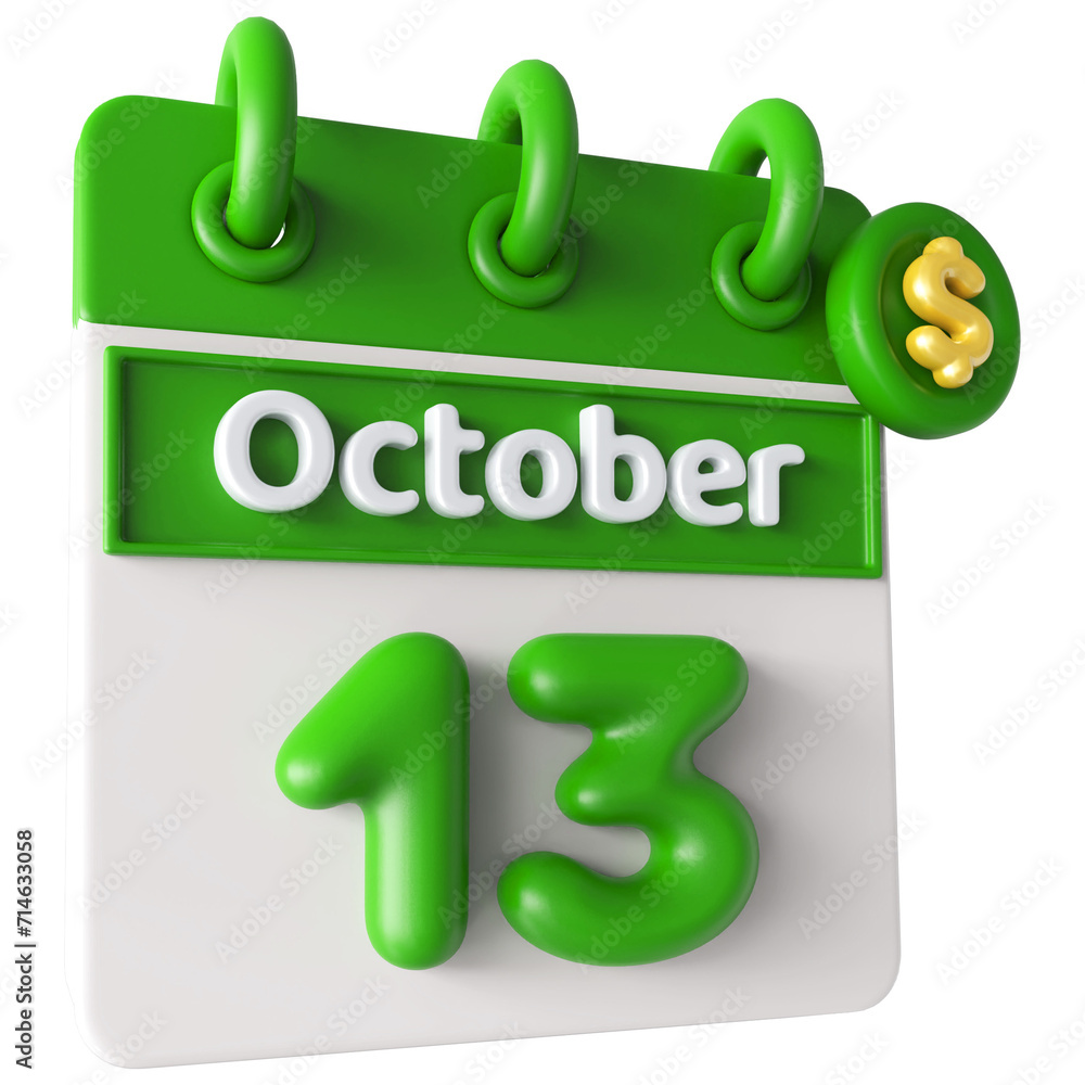 13th October Calendar Icon 3D Render With Dollar Icon , Calendar Icon 3D Illustration 13th October Calendar Icon 3D Render With Dollar Icon , Calendar Icon 3D Illustration