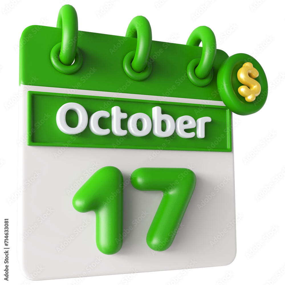 17th October Calendar Icon 3D Render With Dollar Icon , Calendar Icon 3D Illustration 17th October Calendar Icon 3D Render With Dollar Icon , Calendar Icon 3D Illustration