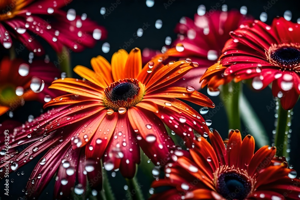 Obraz premium folwer and water drops