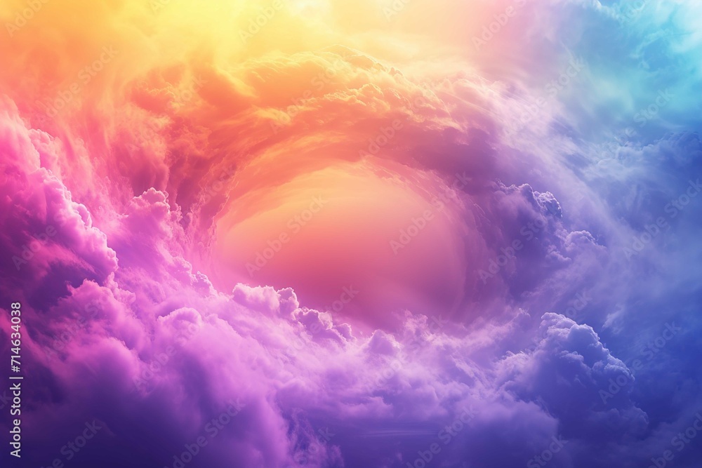 Rainbow cloud background, in the style of futuristic fantasy