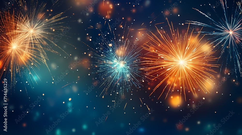 Happy New Year, burning fireworks with bokeh light background Happy New Year, burning fireworks with bokeh light background