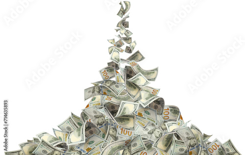 Wallpaper Mural Flying 100 American dollars banknotes, cut out Torontodigital.ca