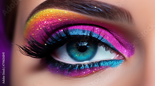 colorful makeup bright and intense makeup female eye photo
