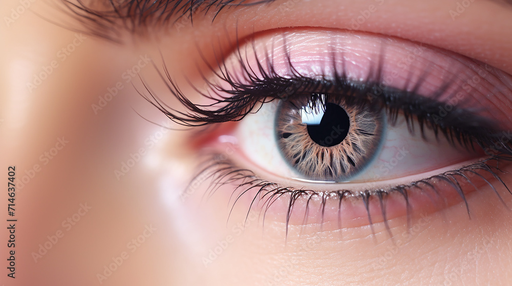 Fototapeta premium female eye with extreme long false eyelashes