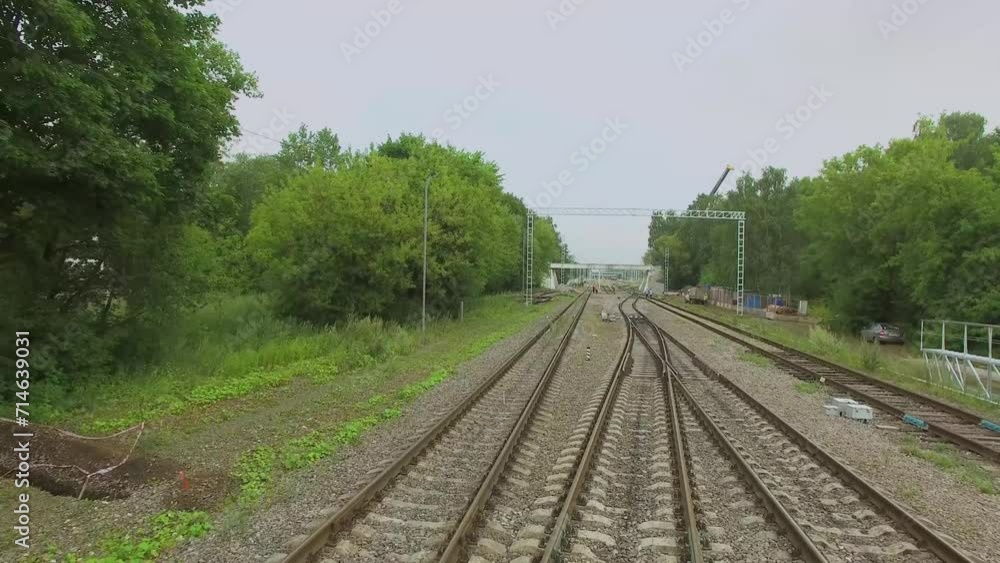 Railway tracks of MKZD and people near Bogorodsky viaduct Railway tracks of MKZD and people near Bogorodsky viaduct