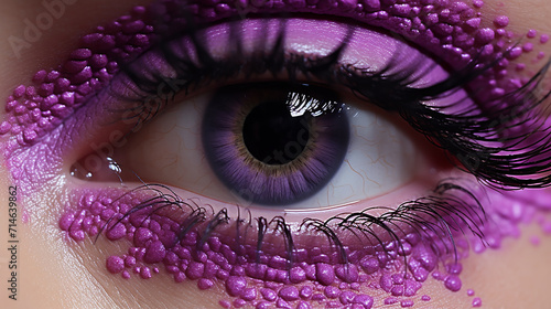 purple eye makeup with gerber flower photo