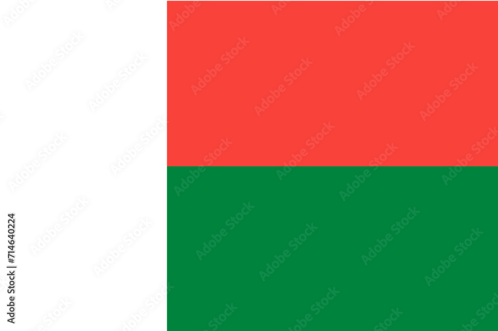 Madagascar  flag official  isolated on png or transparent background vector illustration.