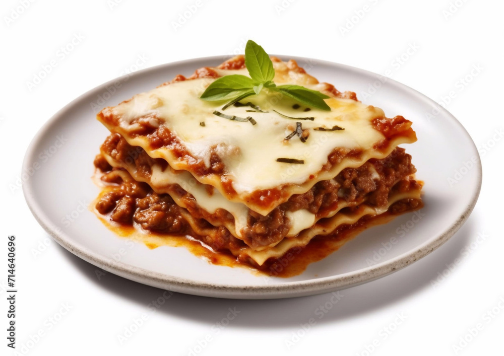 Slice of fresh tasty lasagna with beef and cheese on plate.Macro.AI Generative. Slice of fresh tasty lasagna with beef and cheese on plate.Macro.AI Generative.