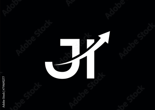  simple minimal letter JI arrow logo.