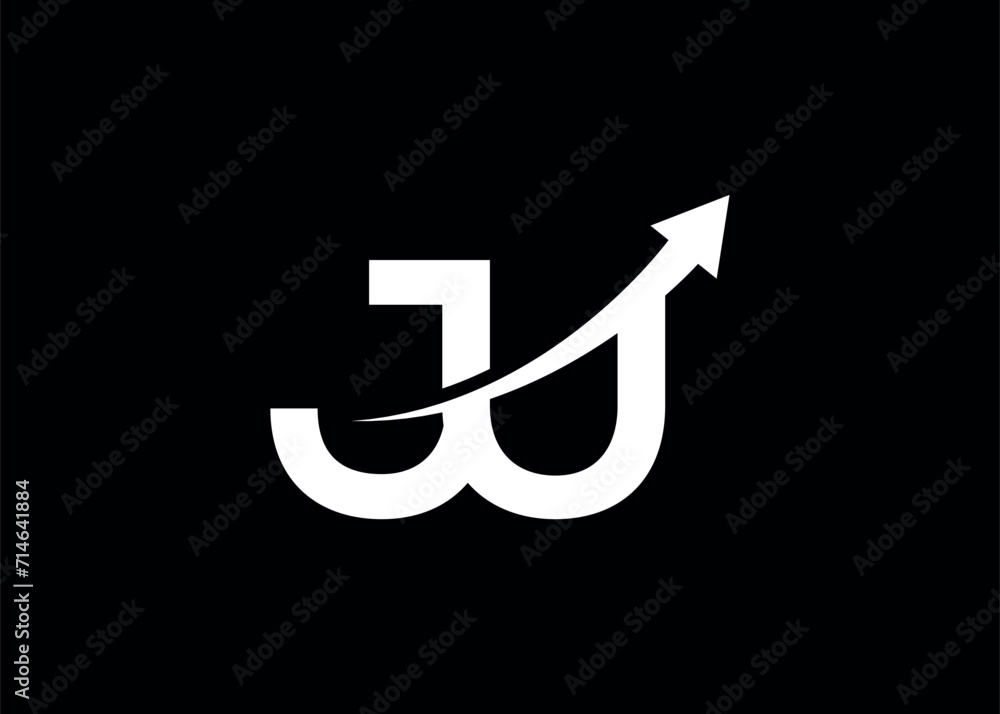 simple minimal letter JU arrow logo simple minimal letter JU arrow logo