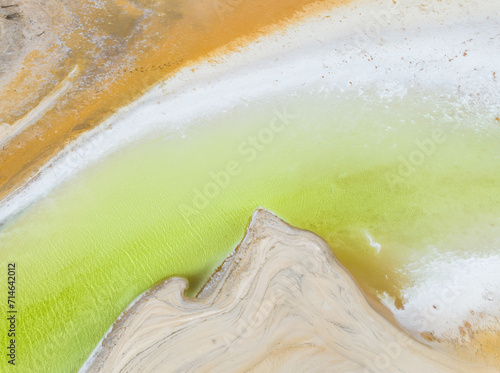 Aerial view of the shore of lake Baandee, a salt lake around Merredin in Western Australia photo