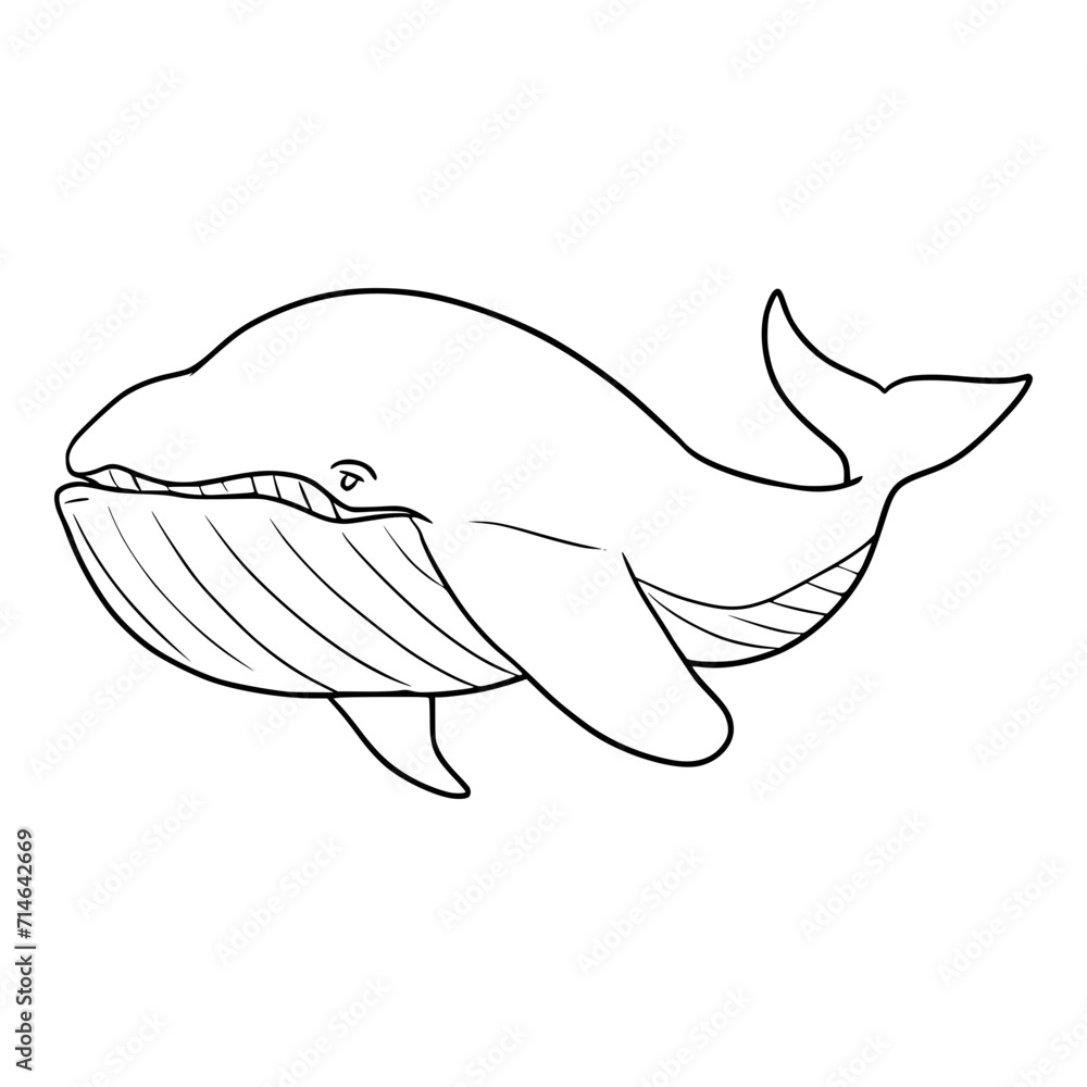 cute humpback whale illustration outline vector Stock Vector | Adobe Stock