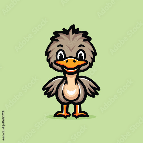 Cute Ostrich Cartoon Mascot Animal Vector Logo Design illustration
