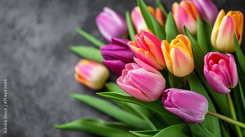 Colorful tulips on plain background Colorful tulips on plain background