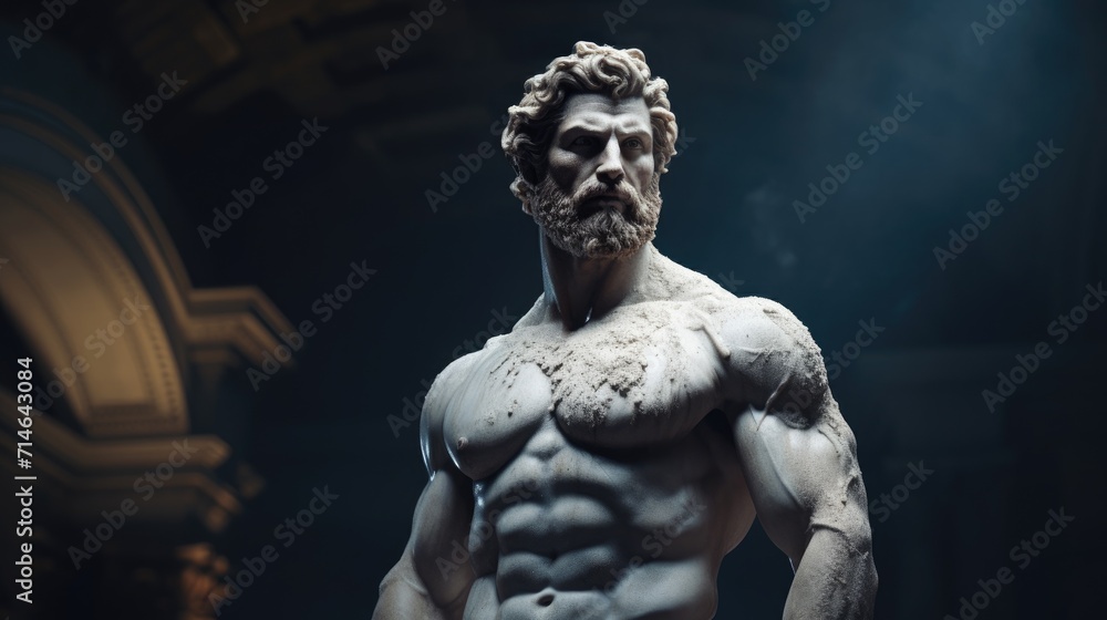 Fototapeta Muscular statue of a Greek philosopher in a museum