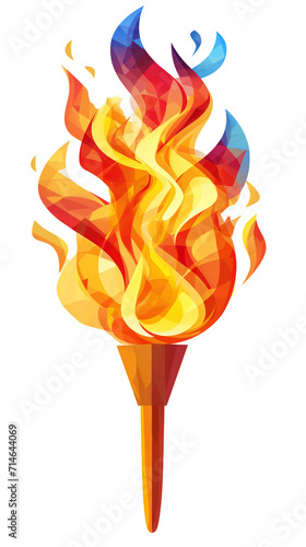 Olympic fire in bright bold colors. Isolated illustration of Olympic flambeau photo