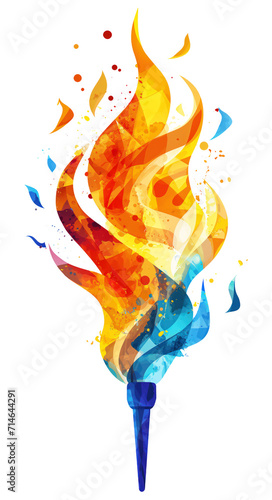 Olympic fire in bright bold colors. Isolated illustration of Olympic flambeau