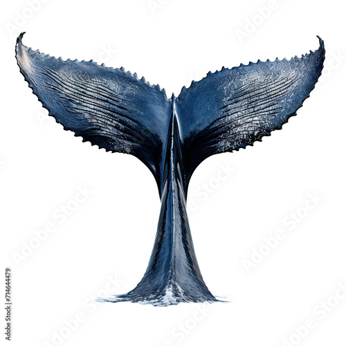Tail of humpback whale isolated on white or transparent background