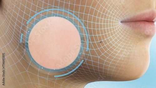 3d animation Cleaning pore, Water and bubble cleaning oil on skin and remove bacteria in pore hole. Acne prevent and Shrink pore concept.