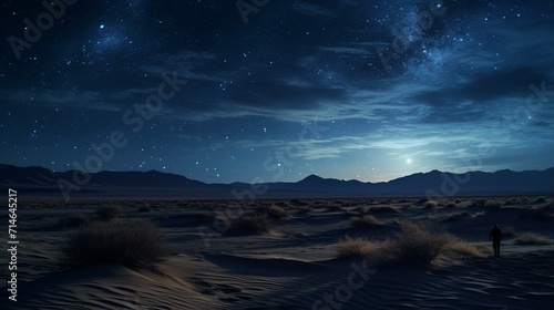 Starry Desert Night with a Solitary Observer