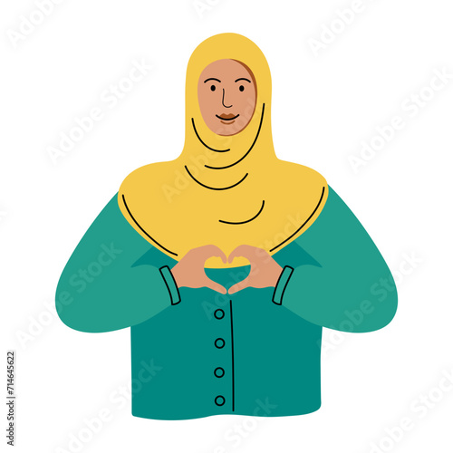 Female person is showing sign of heart with their hands. Inspire Inclusion is campaign theme of International Women's Day 2024. #InspireInclusion