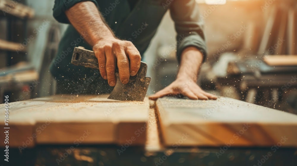 man owner a small furniture business is preparing wood for production. carpenter male is adjust wood to the desired size. architect, designer, Built-in, professional wood, craftsman, workshop.. man owner a small furniture business is preparing wood for production. carpenter male is adjust wood to the desired size. architect, designer, Built-in, professional wood, craftsman, workshop..