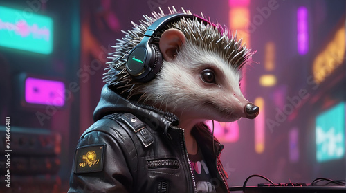 Hedgehog Synthwave Serenity Down Under by Alex Petruk AI GENERATED photo