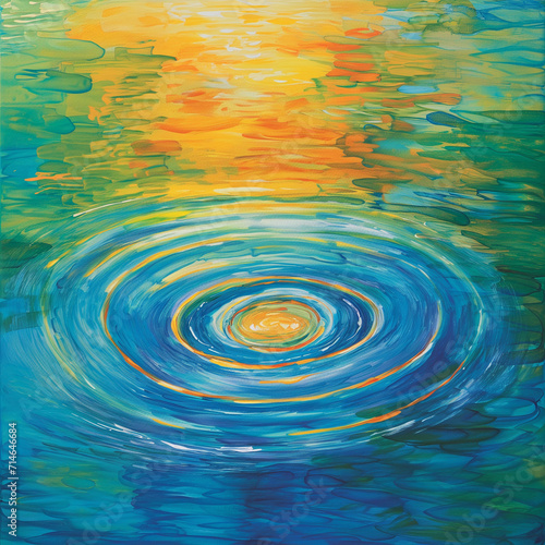 A captivating artwork depicting the ripple effect of positive water conservation actions, inspiring a collective movement towards a sustainable future